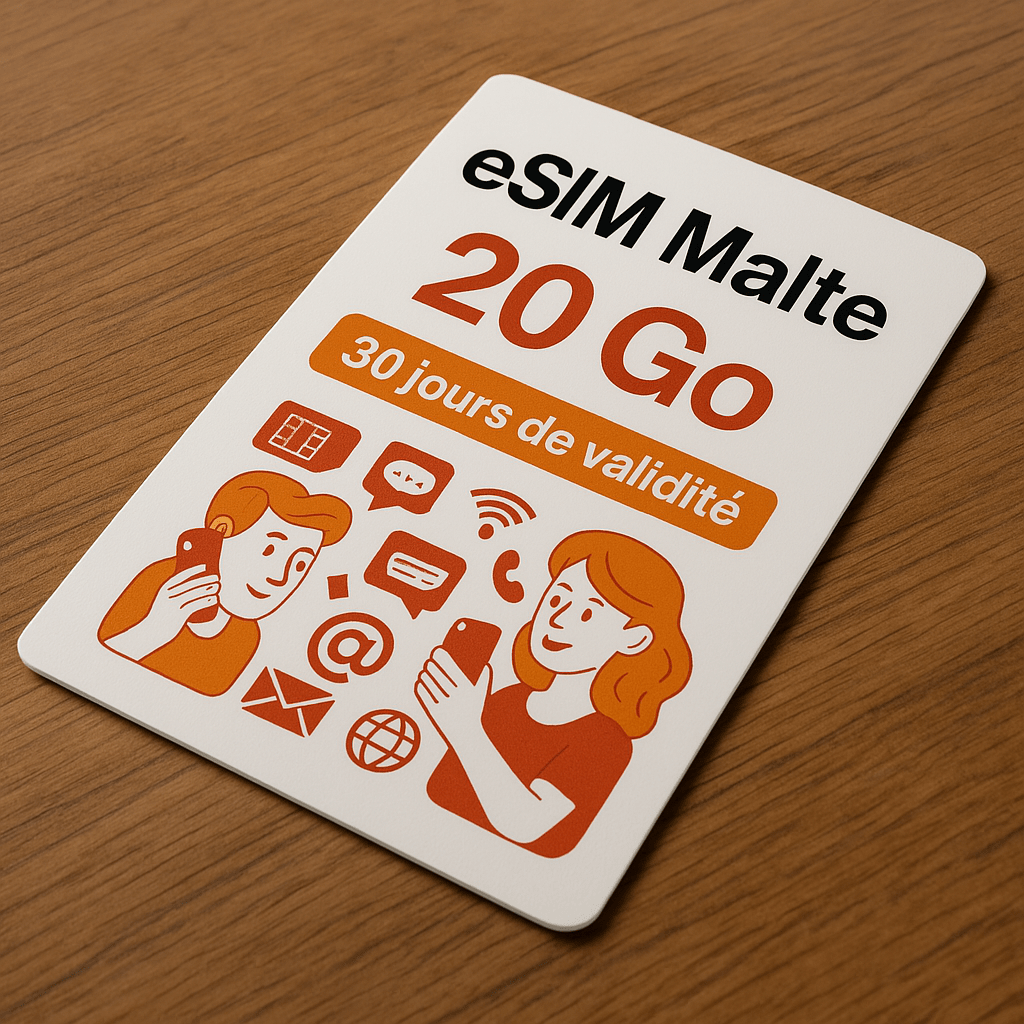 Carte eSIM Malte - 20 Go | Valable 30 jours - malte