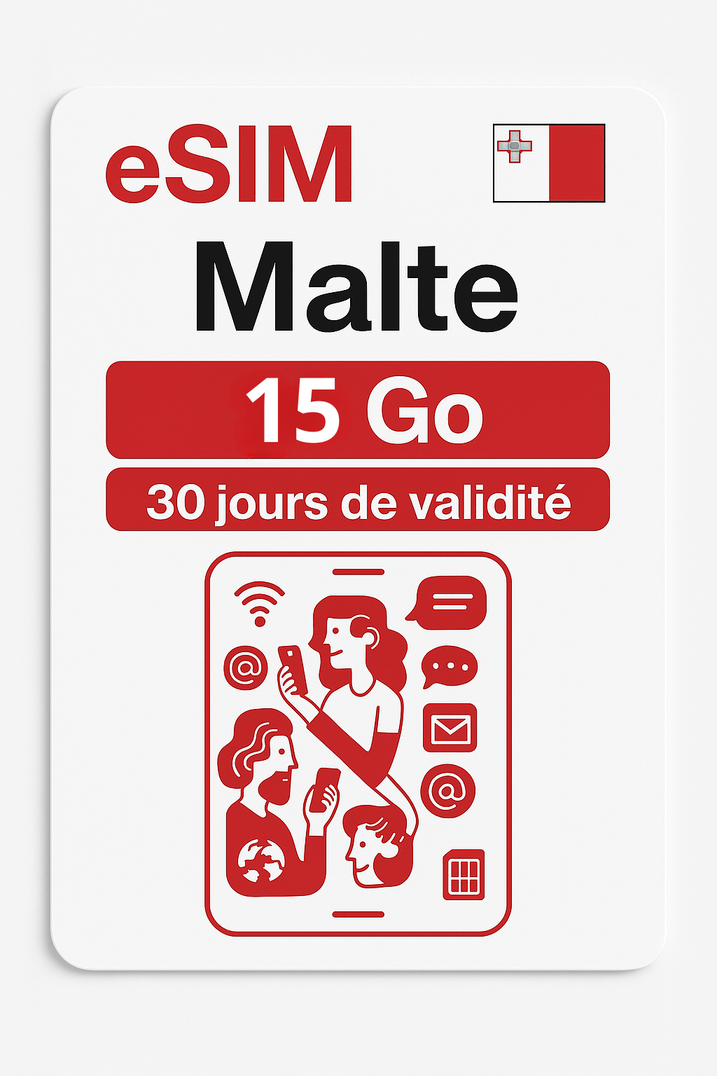 Carte eSIM Malte - 20 Go | Valable 30 jours - malte
