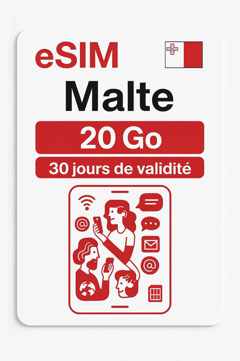 Carte eSIM Malte - 20 Go | Valable 30 jours - Malta Adventures
