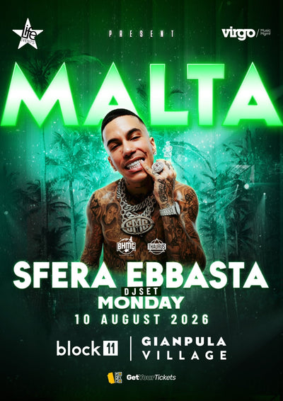 Sfera Ebbasta Malte 2026 - Live au Gianpula Village