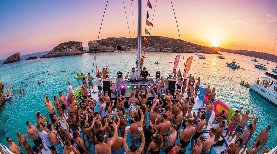 Boat Party a Malte - Fete sur leau coucher du soleil