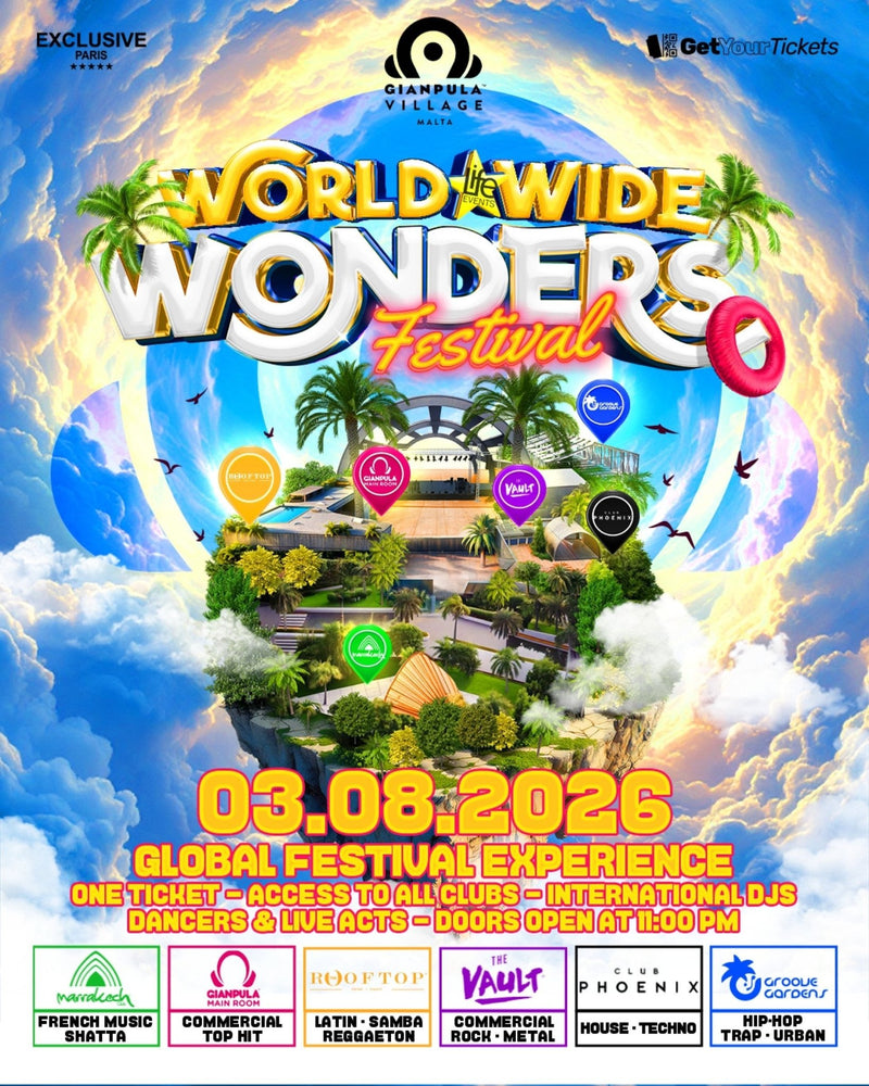 World Wide Wonders Malte — Festival Gianpula Village 3 Août 2026